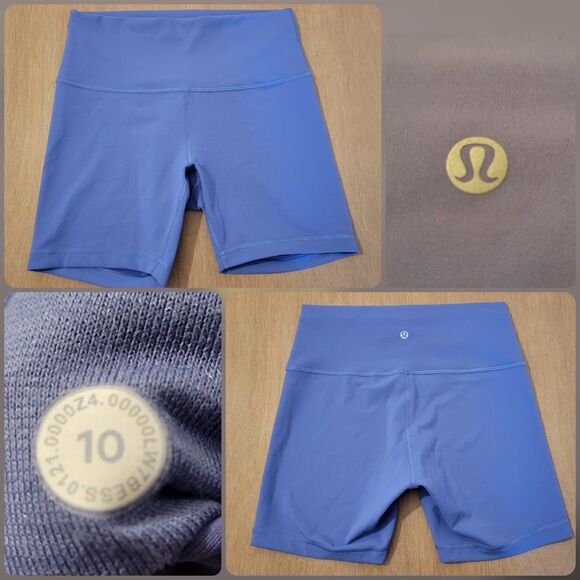 Lululemon Shorts Women 10 Blue Wunder Train 7" Athleisure Sportswear Gym LW7BESS - Picture 1 of 12